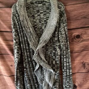 Brittany Black Textured Black and Gray Cardigan
